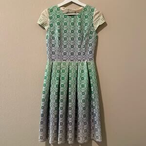 Tailored Pleated Midi Dress with Short Sleeves
